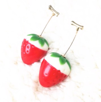 Øreringe - hængeøreringe med jordbær